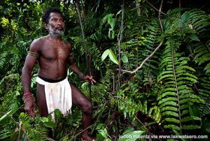 An Agta man hunting in the forest.